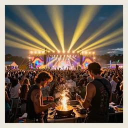 scandy and arender, cooking it up, hot hot hot, splash, ahhhhhhh, roomies, bohemian digitals, playing a live gig at ozora festival, huge crowd, ecstatic, photography