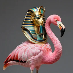 a pink flamingo, wearing an egyptian crown, atef, highly intricate, award winning art, trending on artstation