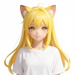 poster of yellow hair anime cat girl, 8K