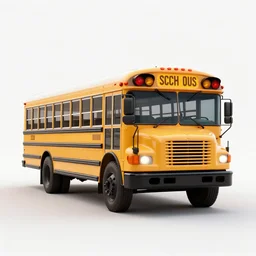 neon school bus, clean 3d render, octane render, isolated on a pure white background, centered, entire object in frame, sharp focus, soft studio lighting