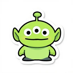 cute alien sticker art, plain white background
