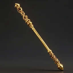an ancient golden fighting staff, Unreal 5, DAZ, hyperrealistic, octane render, dynamic lighting