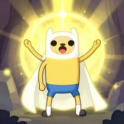 jake the dog from adventure time as a god, holy light, divine