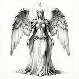 beautiful ink sketch, dieselpunk high fantasy, undead angel priest, occult symbols, by chris riddell, ilya kuvshinov, wlop, krenz kushart, boris vallejo, ayami kojima and ayami kojima