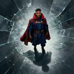 kanye west as doctor strange, long shadow, by greg rutkowski, multiple dimensions, shattered glass, refractions, highly detailed, cinematic by francis tnehunreal, octane render, nvidia, concept art, close up