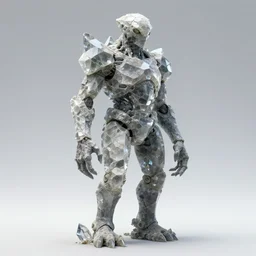 crystal golem, full body concept, crystal covered stone body, beksinski, ruan jia