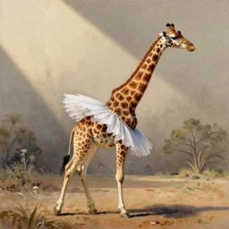 a giraffe ballerina, drawing
