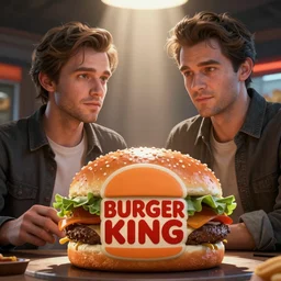 the burger king, by tom bagshaw and ilya kuvshinov, rtx rendering, crepuscular rays, octane render 1 2 8 k, maya, extreme high intricate details by wlop, digital art by ross tran, medium shot, close up shot, composition by sana takeda, dramatic lighting by greg rutkowski
