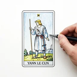 Yann LeCun drawn on the Rider–Waite tarot.