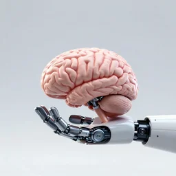 photorealistic render of a futuristic android holding a human brain in its hands, unreal engine 5, dramatic lighting, deviantart, cgsociety, artstation