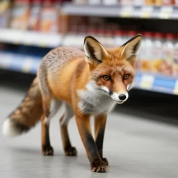 fox animal walking around in walmart