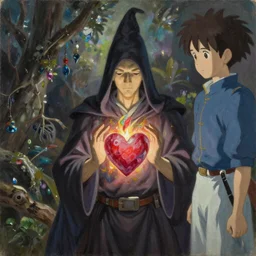 I am the wizard, and I will show you what's inside my heart, oil on canvas by Ivan Shishkin and Makoto Shinkai, pixiv