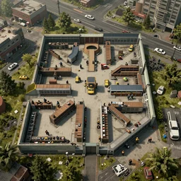 rpg battlemap of the outside of a supermarket, post - apocalyptic, decay, photorealistic