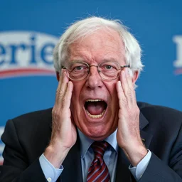 bernie sanders screaming, by bruce weber, mannerism 8 5 mm, f 1. 8