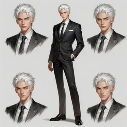 full body character concept art of a gorgeous stylish white haired steward | | distinct - fine, key visual, realistic shaded perfect face, fine details by stanley artgerm lau, wlop, rossdraws, james jean, andrei riabovitchev, marc simonetti, sakimichan, and jakub rebelka, trending on artstation