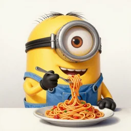 an epic painting minion eating pasta, pencil drawing, perfect composition, golden ratio, beautiful detailed, photorealistic, digital painting, concept art, smooth, sharp focus, illustration, artstation trending, octane render, unreal engine