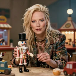 tilda swinton at burning man, activity play centre, stop motion vinyl action figure, plastic, toy, butcher billy style