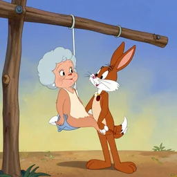 roger rabbit hanging out with grandma, warner brothers animation, 1990s