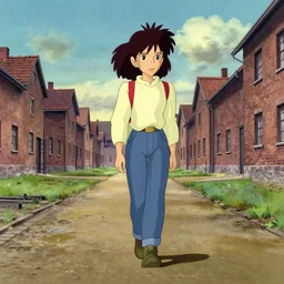 a wholesome animation key shot of a empty auschwitz camp, walkway, studio ghibli, pixar and disney animation, sharp, rendered in gouache painting, anime key art by greg rutkowski, bloom, dramatic, dynamic lighting
