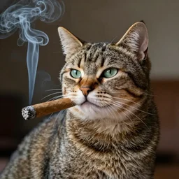 a gay cat smoking a cigar -9