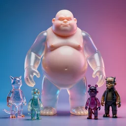 hyperrealistic rendering, fat smooth cronenberg flesh monster transparent kaiju by donato giancola and greg rutkowski and wayne barlow and zdzisław beksinski, product photography, action figure, sofubi, studio lighting, colored gels, colored background