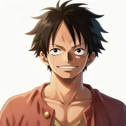 Monkey D Luffy digital illustrator design portrait, bright lighting