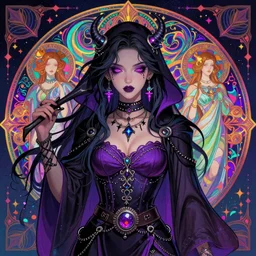 hyper detailed ultra sharp of a beautiful necromancer girl. trending on artstation, vaporwave aesthetic, synthwave, colorful, psychedelic, ornate, intricate, digital painting, concept art, smooth, sharp focus, illustration, art by artgerm and greg rutkowski and alphonse mucha, 8 k