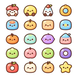 game asset sheet, 2 d sprite, chibi cute items material study