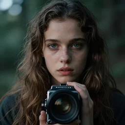 an emotionally intense dramatic portrait closeup 5 0 mm photograph by mert alas of morgan le fay, a powerful and ambiguous frightened girl gazing at the camera with an intelligent and thoughtful look, hasselblad f 1. 8 lens