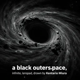 “ a black hole outerspace, infinite, landscape, wallpaper, detailed, drawn by kentaro miura ”
