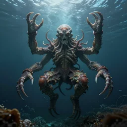 underwater with cthulhu, thassalophobia, hyperdetailed, artstation, accurate, octane render, surreal, 8k