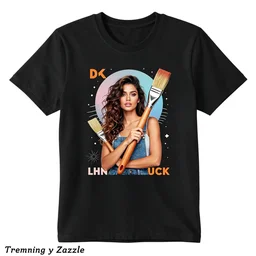 t - shirt design of a woman with large paint brush, trending on zazzle, 4 k, white background