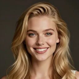 photo of a georgous blonde girl smiling at the camera