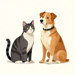 cats and dogs, Vintage Magazine Illustration