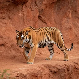 photo still of a tigers in attack mode on a red clay cliff, 8 k 8 5 mm f 1. 8