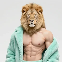 beautiful portrait commission of a shirtless muscular albino male furry anthro lion wearing a masculine mint colored cozy soft pastel winter outfit, winter Atmosphere. Character design by charlie bowater, ross tran, Greg Rutkowski,Thomas Kinkade and makoto shinkai, detailed, inked, western comic book art
