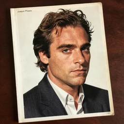 “Joaquin Phoenix portrait, color vintage magazine illustration 1950”