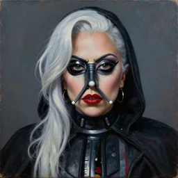 portrait of Gaga-Vader hybrid, oil on canvas, intricate, 8k highly professionally detailed, HDR, CGsociety, in the style of the Brothers Hildebrandt