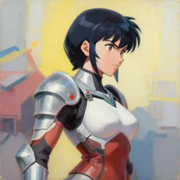 greg manchess portrait painting of partially armored motoko kusanagi aka major as overwatch character, medium shot, asymmetrical, profile picture, organic painting, sunny day, matte painting, bold shapes, hard edges, street art, trending on artstation, by huang guangjian and gil elvgren and sachin teng