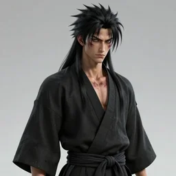 demon martial artist, battle - scarred, handsome japanese demon boy, young adult yokai with long spiky black hair, vampire, edgy 9 0 s, vantablack gi, simple clothes, ultra realistic, intricate details, highly detailed, subsurface scattering, photorealistic, octane render, 8 k, art by artgerm, greg rutkowski, magali villeneuve, alphonse mucha