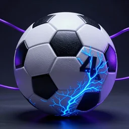 soccer ball, by greg rutkowski, by anton fadeev, by rhads, 4 k, cyber punk style, glowing blue veins, purple glowing wires