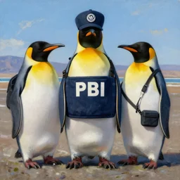 penguins of the madagascar as fbi agents, oil painting
