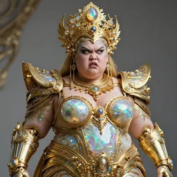 portrait of iridescent onyx and gold angry futuristic cyborg galactic himba young fat empress, organic cyborg, intricate, ornate, future baroque, luminous eyes