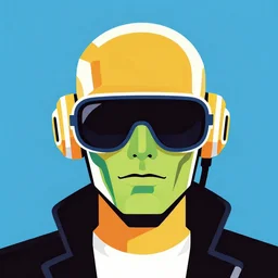 flat portrait art of an beautiful stylish beautiful daft punk cyberman wearing oversized euro sunglass visor, shaded, full of colour, trending on artstation, 4 k, focused, vector, by patrick nagel, simple bold clean lines