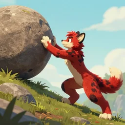 as a furry pushing a boulder up a hill in red red redemption 2