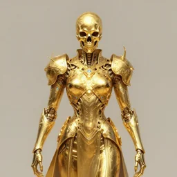 symmetry!! portrait of golden! skull warrior, tech wear, glowing lights!! intricate, elegant, highly detailed, digital painting, artstation, concept art, smooth, sharp focus, illustration, art by artgerm and greg rutkowski and alphonse mucha
