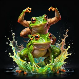 frog splash wrestler splash art graphic design color splash high contrasting art, fantasy, highly detailed, art by greg rutkowski