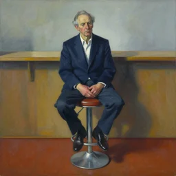 i'm on a bar stool the age my father died, surrealism, color, by gertrude abercrombie