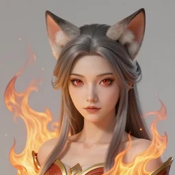 azctec warrior, cat girl, finely detailed perfect face, exquisite details, fire magic, mid view, design on a white background, by studio muti, greg rutkowski makoto shinkai takashi takeuchi studio ghibli