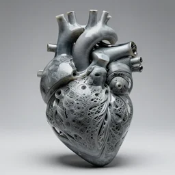 geometric scientific sculpture of a human cardiac organ made of carved grey tinted glass, fractal 3 d structure, sculpted by barbara hepworth and naum gabo, shocking detail trending on artstation 8 k